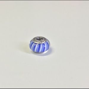 Blue and white pandora bead